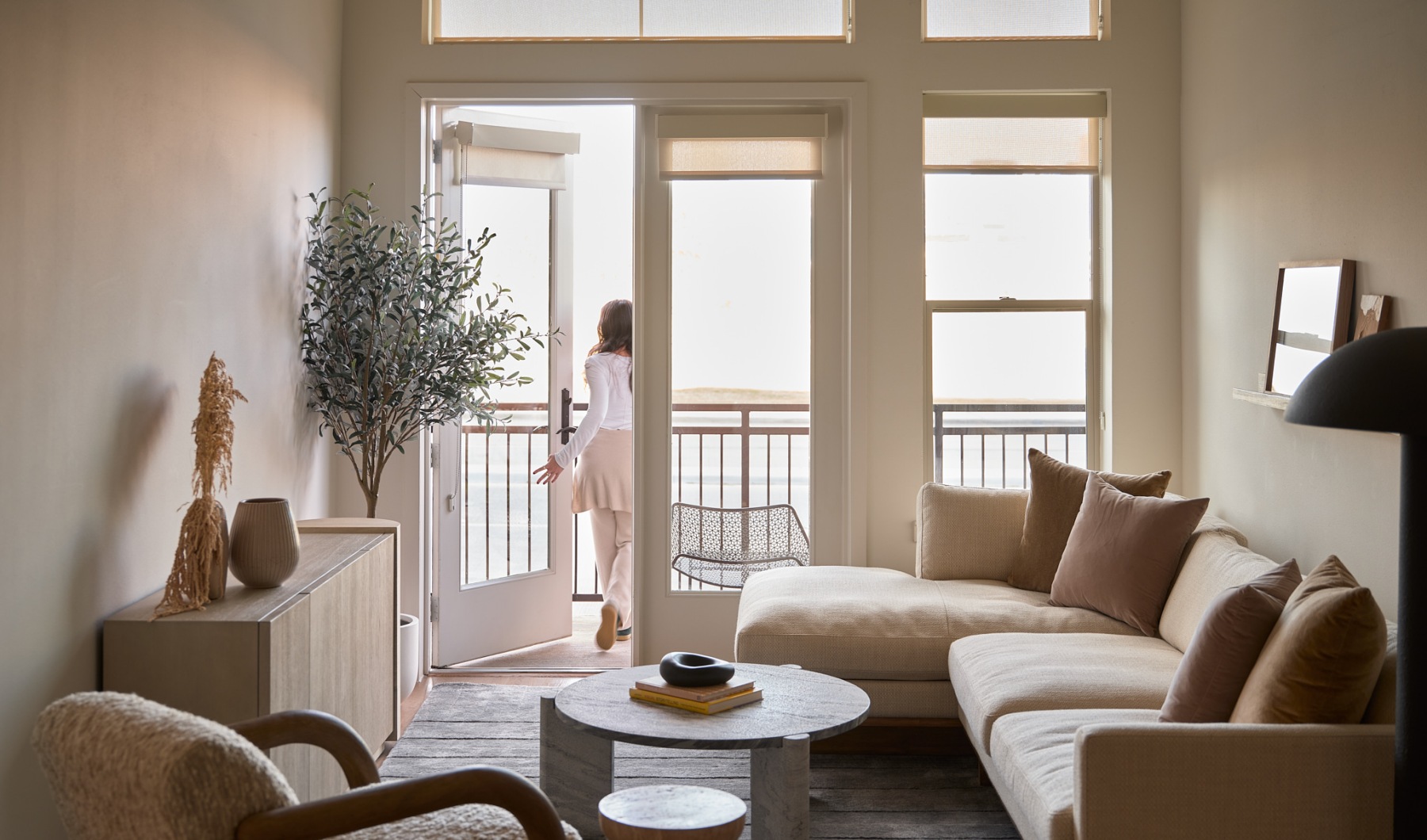 a woman in a living room