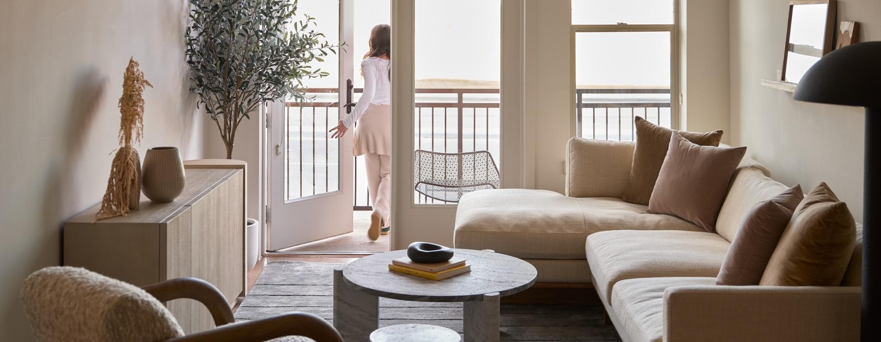 a person standing in a living room